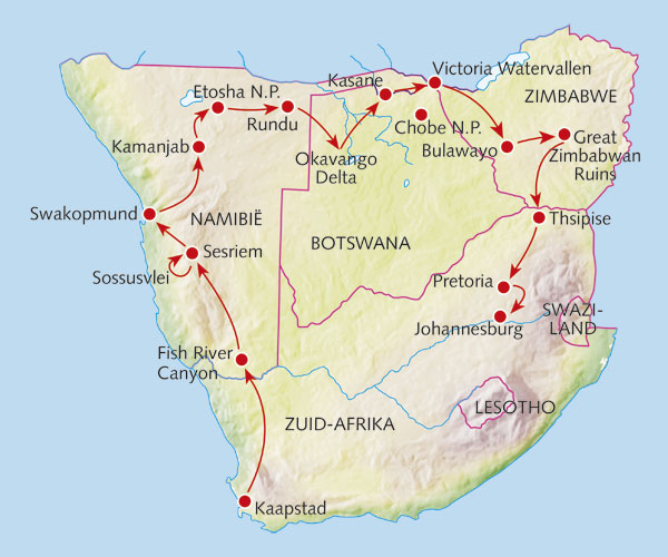 Rondreis Zuid-Afrika, Namibië, Botswana en Zimbabwe | Koning Aap
